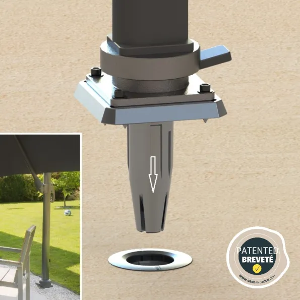 Pied amovible en aluminium pour parasol déporté, support résistant et orientable pour jardin