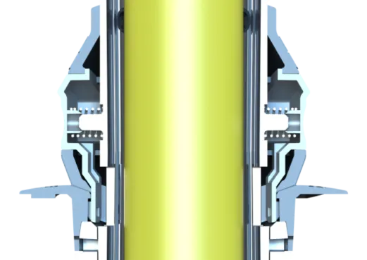 sezione tecnica che mostra un meccanismo robusto con materiali rinforzati, progettazione ottimizzata per resistenza e durata