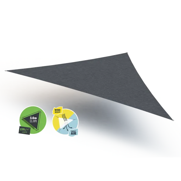 Tenda ombreggiante (Forme & Taille: Triangle 3.6*3.6*3.6m, Couleur: Graphite)